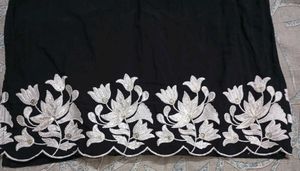 Elegant Black Kurta Set with White Embroidery