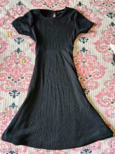 Classic Zudio black ribbed fit & Flare Dress⋆˚꩜｡