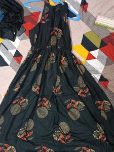 Elegant Black Printed Ethnic Gown