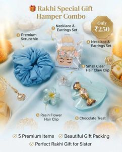 beautiful light blue colour gift hamper combo