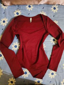 Maroon Long Sleeve Bodysuit