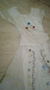 White Embroidered Skirt and Top Set