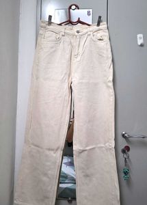 beige Wide Leg Jeans
