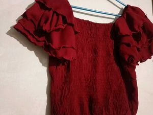 Chic Off-Shoulder Ruffle Sleeve Top