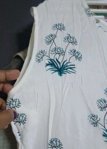 White Kurta with Floral Print