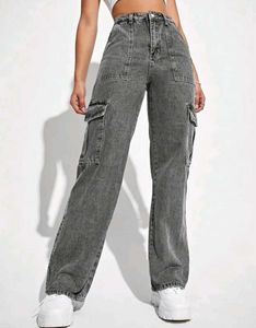 Women's Grey Cargo Jeans