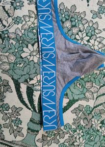 Men's Grey Briefs with Blue Trim