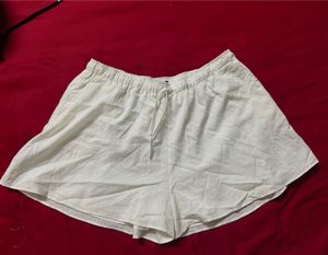 Stylish White Linen Blend Shorts