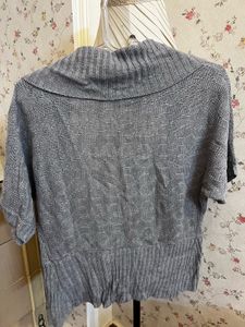 Grey Knit Cardigan Sweater Shrug