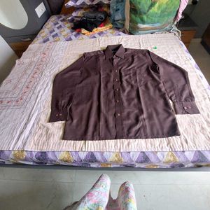Men's Brown Striped Dress Shirt