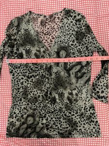 Sheer Leopard Print V-Neck Top