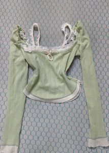 Cute Lace green   korean top