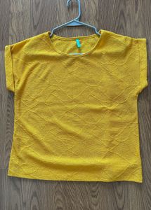 Yellow Textured Casual Top