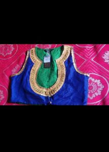 Royal Blue &amp; Emerald Green Designer Blouse