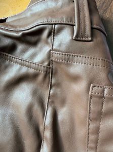 Brown Faux Leather Mini Skirt