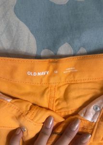 Orange Denim Shorts