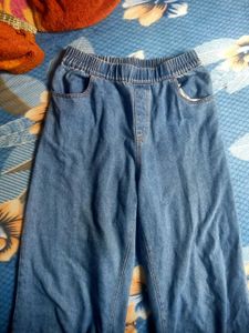 Comfortable Blue Denim Wide-Leg Pants