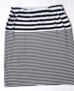 slim fit skirt (Black And White Strips) For Women(XL)
