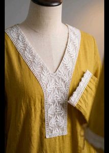 Yellow Embroidered Kurta Tunic