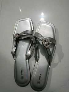 Elegant Silver Embellished Flat Sandals