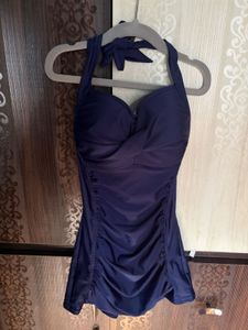 Navy Blue Halter Neck Swimdress