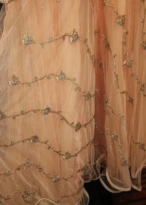 Peach Party Wear Gown Zari And Pearl Work