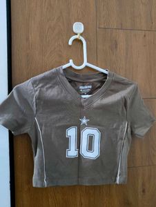 Brown Cropped "10" Graphic Tee