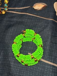 Green & Gold Beaded Bracelet- For kids