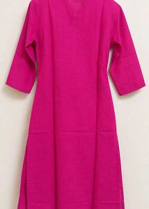 Pink Cotton Long Kurta for Women | Bust 36 |Length