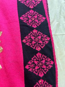 New Embroidered Pink &amp; Black Stole