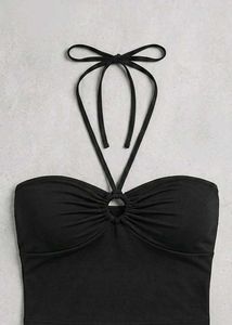 Black Halter Neck Crop Top