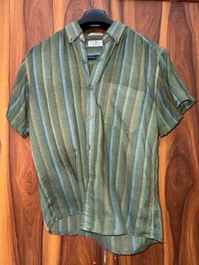 Striped Short Sleeve Men's Shirt Beach Shir