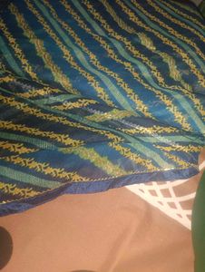 Elegant Blue &amp; Gold Striped Saree