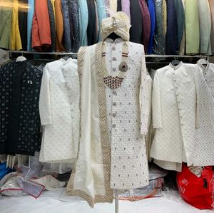 Men's Off-White Sherwani Set