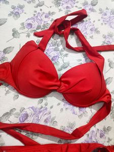 Red Tie Bikini Set