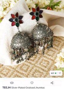 Elegant Gold Jhumka Hoop Earrings + Oxidised Both