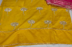 Yellow Kurta Set with garara &amp; Pink Dupatta