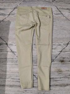 A-Line Beige Casual Trousers