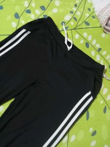 Black Track Lower with White Stripes and Tshirt
