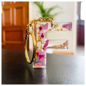 Custom Floral Resin Letter Keychain