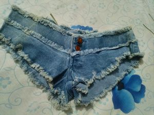 Blue Denim Fringed bikini bottom