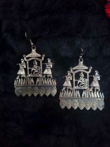 Oxidized Silver Tribal Earrings
