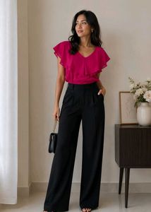 Vibrant Pink Ruffle Crop Top