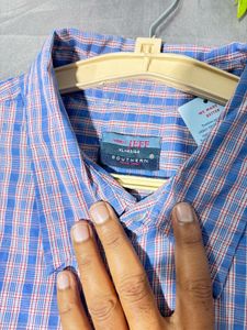Men's Blue Plaid Short Sleeve Shirt