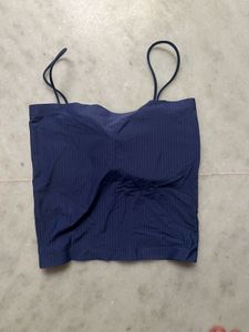 Navy Ribbed Spaghetti Strap Top with padding