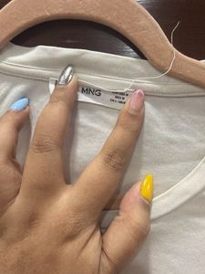 Mango Classic White Crew Neck T-Shirt