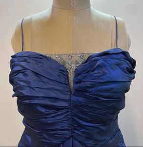 Blue Embellished Silk Baloon Dress
