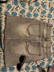 Stylish Grey Denim Mini Skirt