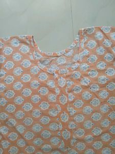Peach Printed Kurta with Orange Pants