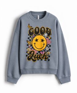 Grey "Good Luck" Smiley Face Sweatshirt